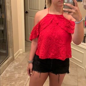 J.O.A. Red Lace Top